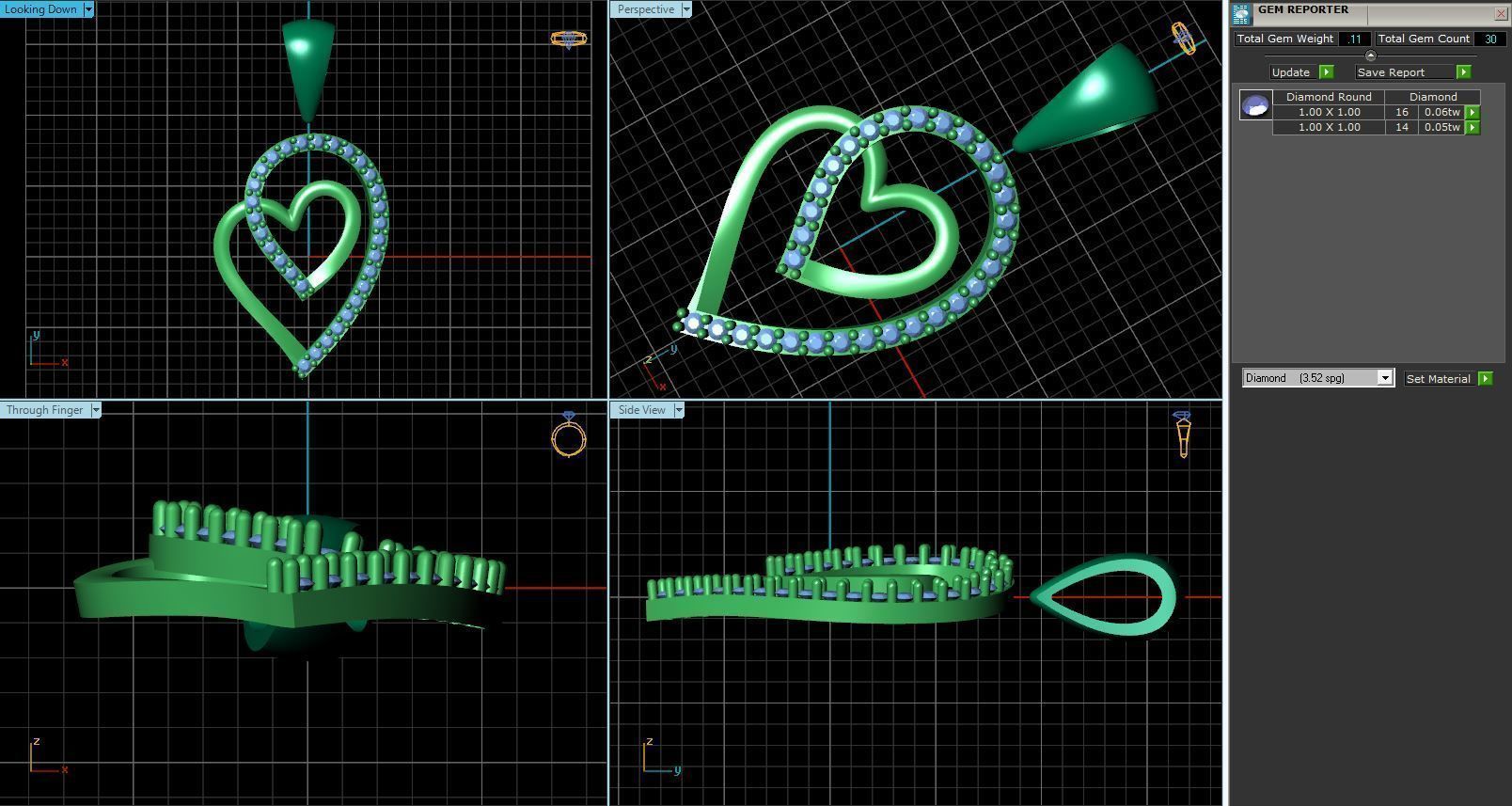 Heart Shaped Golden Pendant With Diamonds 1 3D print model_1