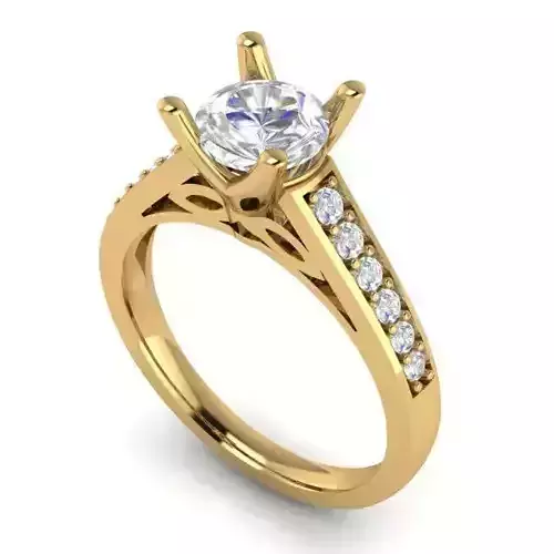 Golden Engagement Ring With Diamonds 8