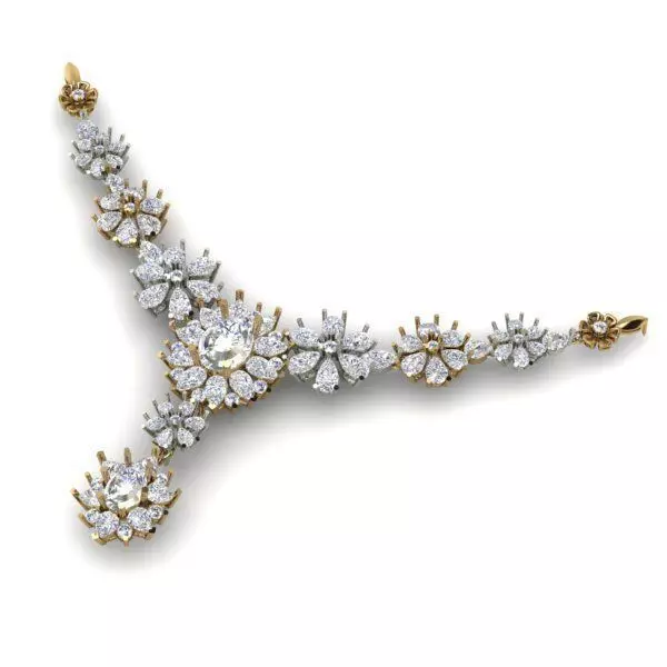 Floral Design Necklace With Diamonds 3D print model
