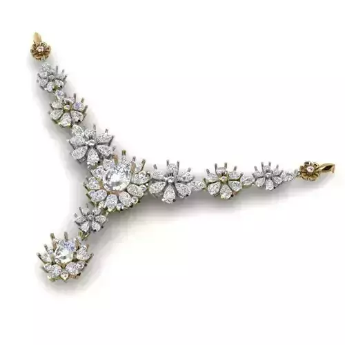 Floral Design Necklace With Diamonds
