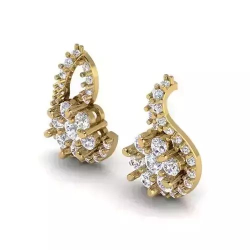 Flower Shape Eartops With Diamonds