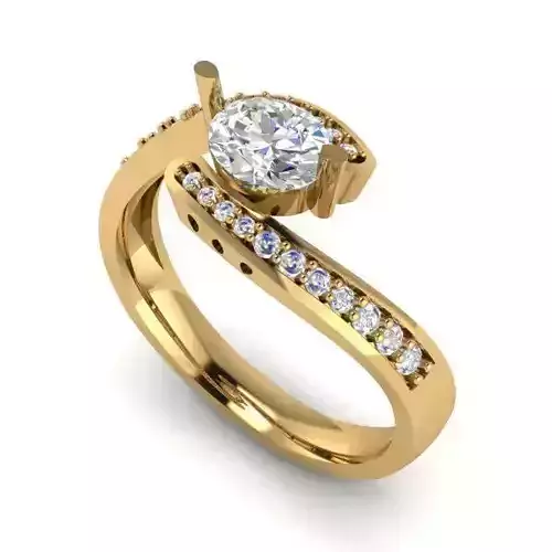 Spiral Gold Color Engagement Ring With Diamonds 7