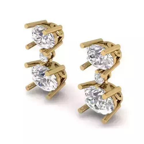 Golden Eartops With Diamonds 2