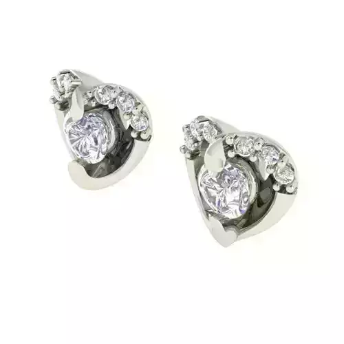 Heart Shaped Eartops With Diamonds 2
