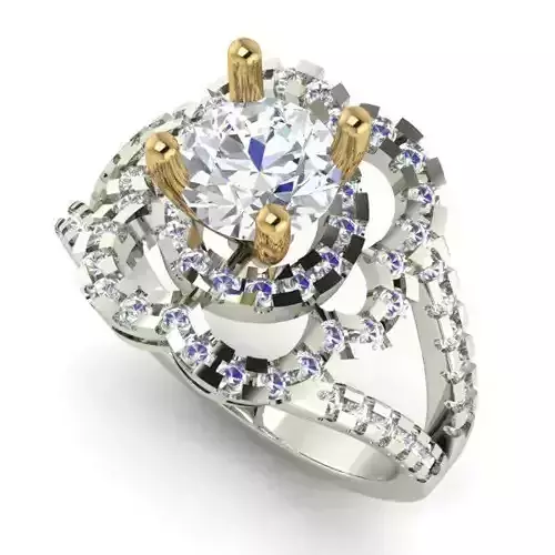 Flower Shaped Engagement Ring With Diamonds 55