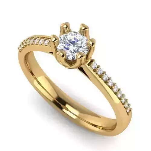 Gold Color Engagement Ring With Diamonds 14