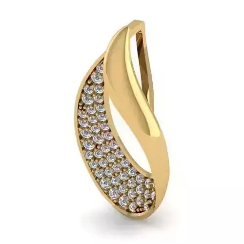 Golden Drop Shape Pendant with Diamonds