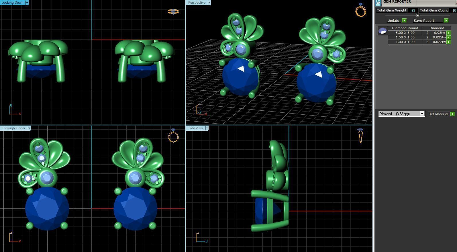 Flower Shaped Eartops With Diamonds 4 3D print model_1