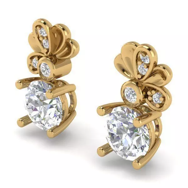 Flower Shaped Eartops With Diamonds 4 3D print model_0