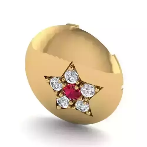 Round Star Design Golden Pendant with Diamonds