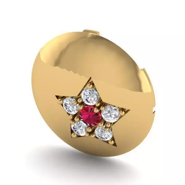 Round Star Design Golden Pendant with Diamonds 3D print model_0