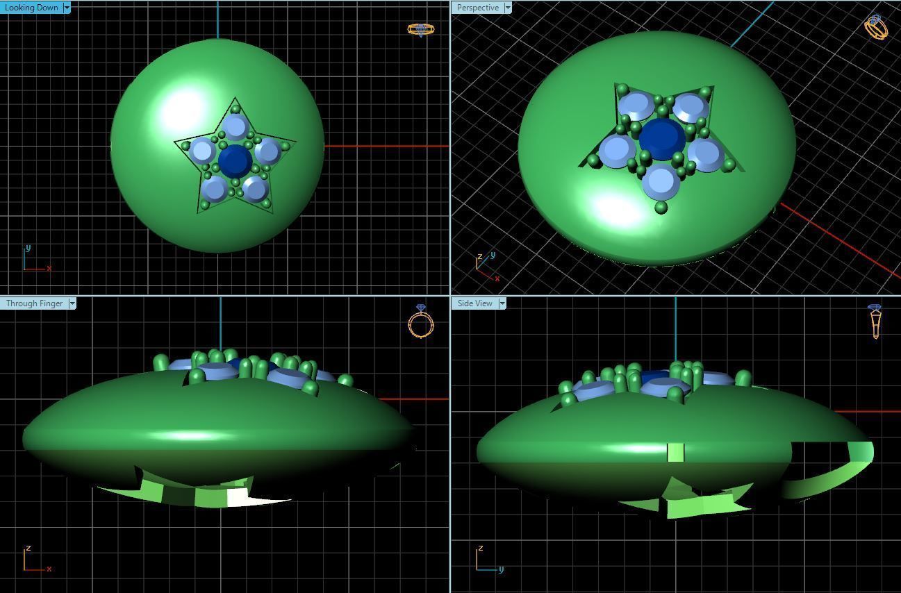 Round Star Design Golden Pendant with Diamonds 3D print model_1