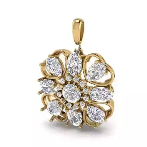 Flower Shaped Pendant with Diamonds