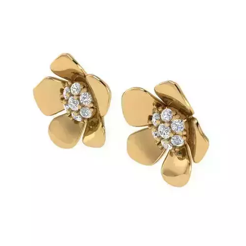 Flower Shaped Eartops With Diamonds 5