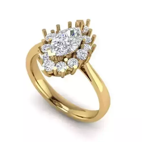 Eye Shaped Halo Engagement Ring With Diamonds 2