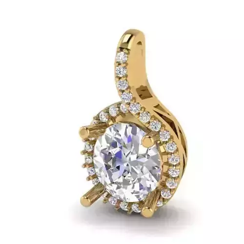 Round Halo Golden Pendant with Diamonds