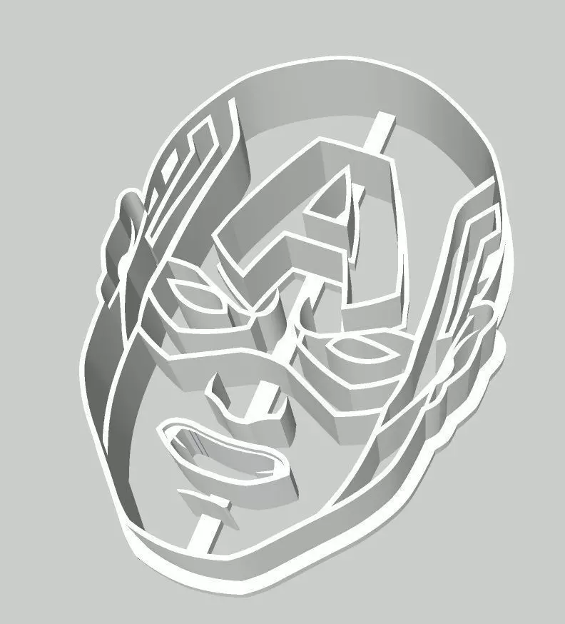 Captain America Cookie Fondant Cutter with Imprint 3D print model_0