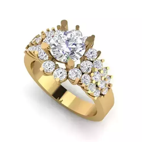 Flower Shaped Halo Engagement Ring With Diamonds 2