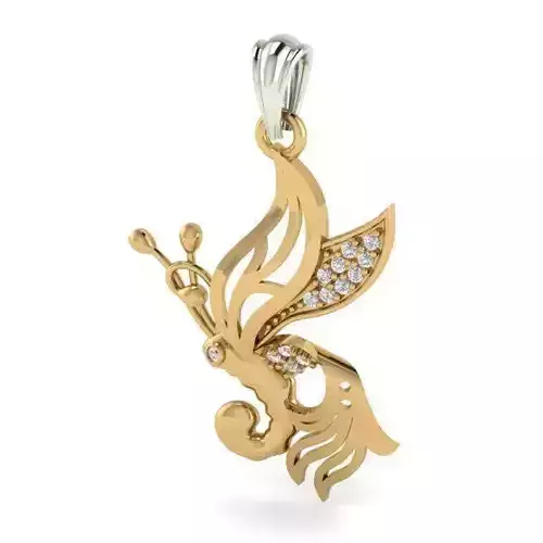 Butterfly Shaped Pendant With Diamonds 1