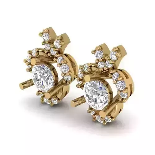 Golden Eartops With Diamonds 4