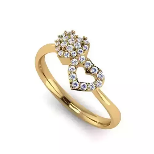Heart Shaped Engagement Ring With Diamonds 8 3D print model