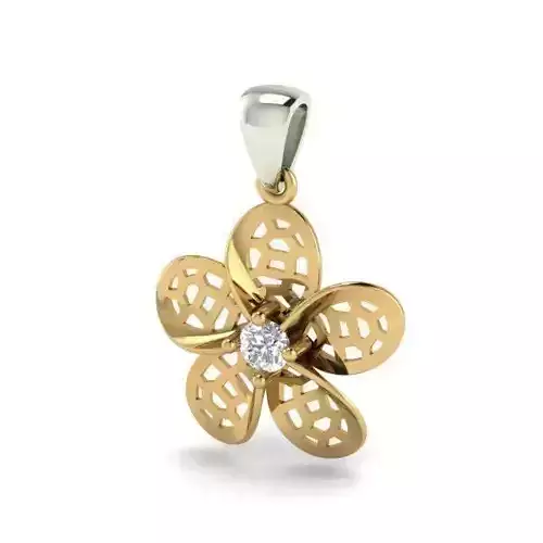 Flower Shaped Pendant With Diamond