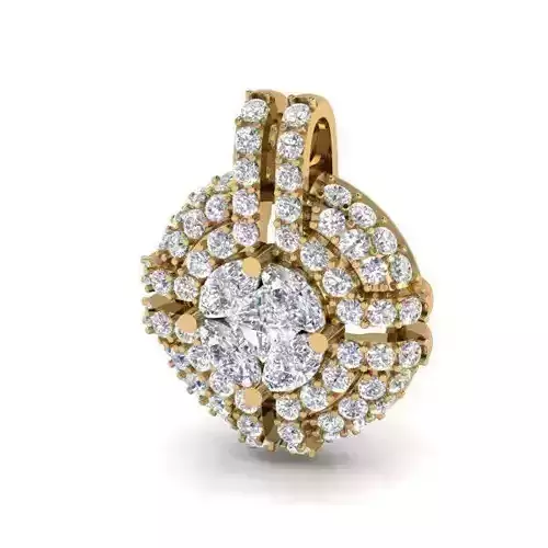 Round Halo Pendant With Diamonds 1