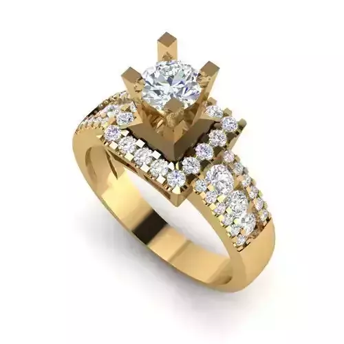 Gold Color Engagement Ring With Diamonds 17