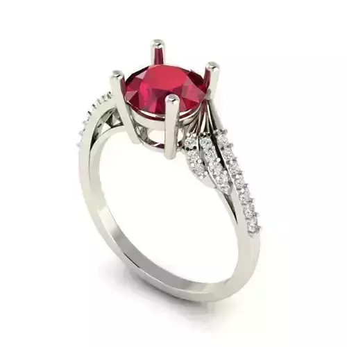 Silver Engagement Ring With Ruby