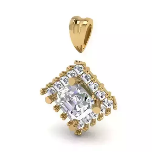 Square Shaped Halo Pendant with Diamonds