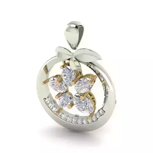 Floral Design Round Pendant with Diamonds