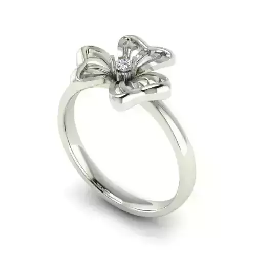 Flower Shaped Engagement Ring With Diamond 1