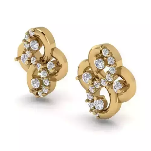 Flower Shaped Eartops With Diamond
