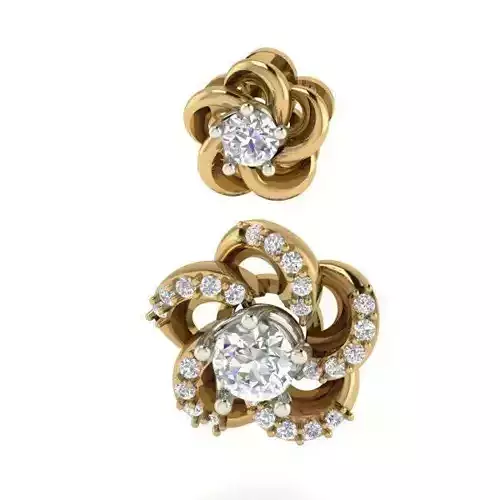 Flower Shaped Eartops With Diamonds 6 3D print model