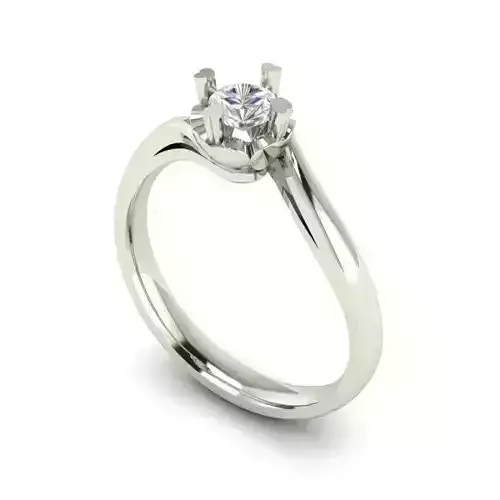 Thin Silver Engagement Ring With Diamond 1