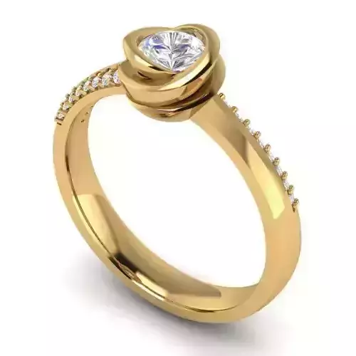 Golden Floral Design Engagement Ring With Diamonds