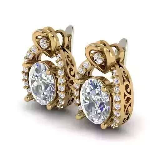 Oval Shaped Eartops With Diamonds 3