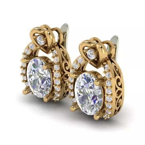 Oval Shaped Eartops With Diamonds 3 3D print model_0