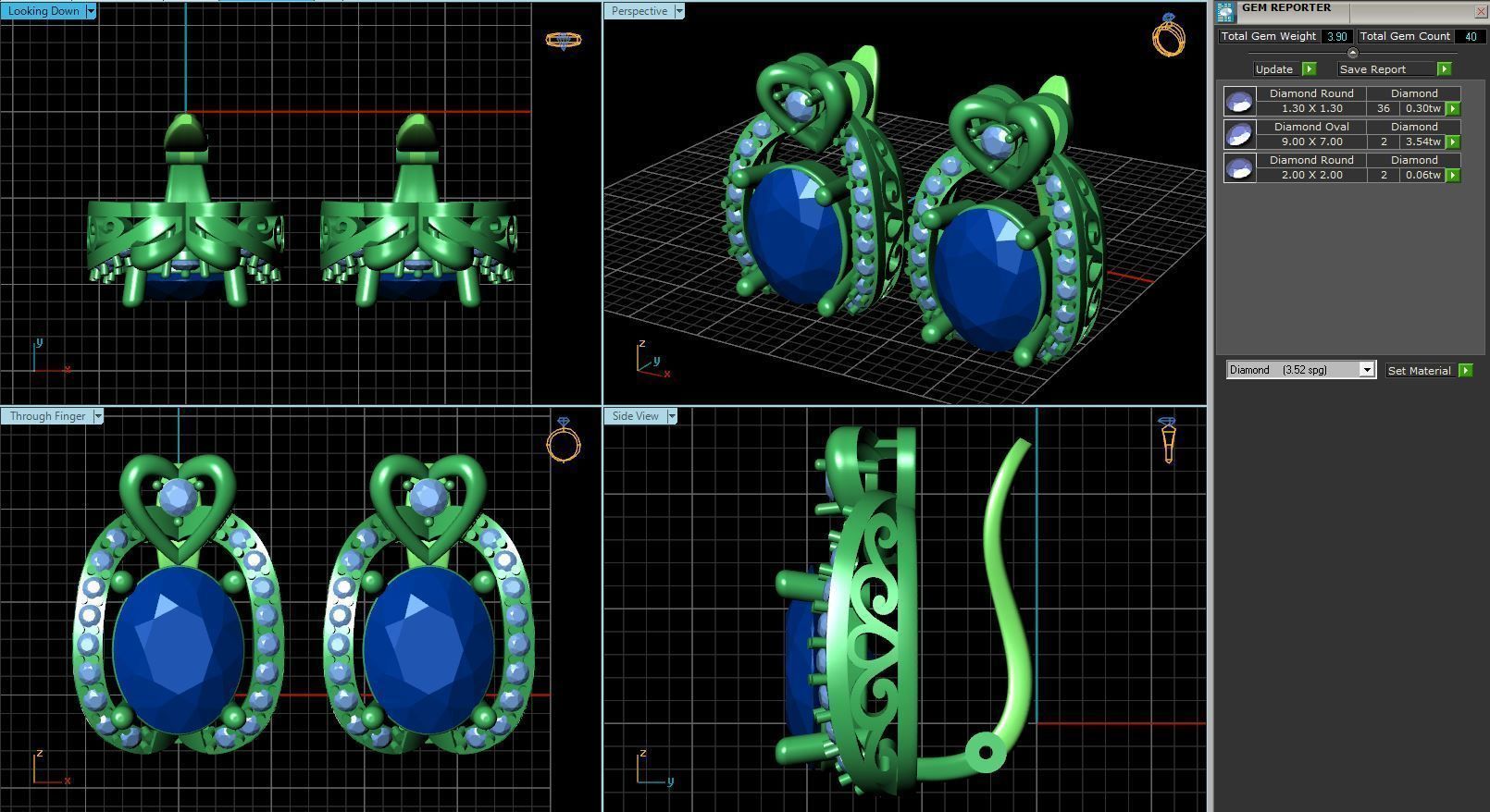 Oval Shaped Eartops With Diamonds 3 3D print model_1
