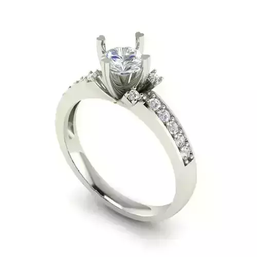 Silver Engagement Ring With Diamond