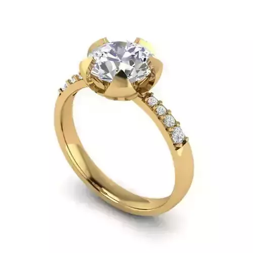 Golden Engagement Ring With Diamonds 10