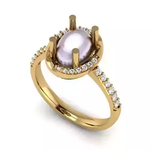 Oval Engagement Ring With Pearl