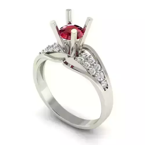 Silver Engagement Ring With Ruby 1