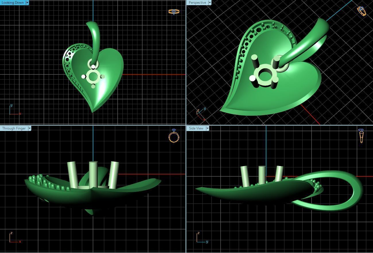 Heart Shaped Golden Pendant  3D print model_1