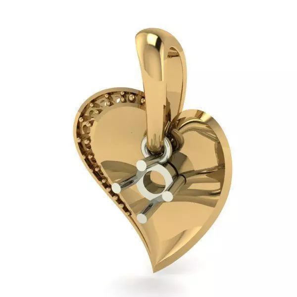 Heart Shaped Golden Pendant  3D print model_0