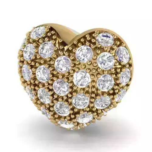 Heart Shaped Golden Pendant with Diamonds 1 3D print model
