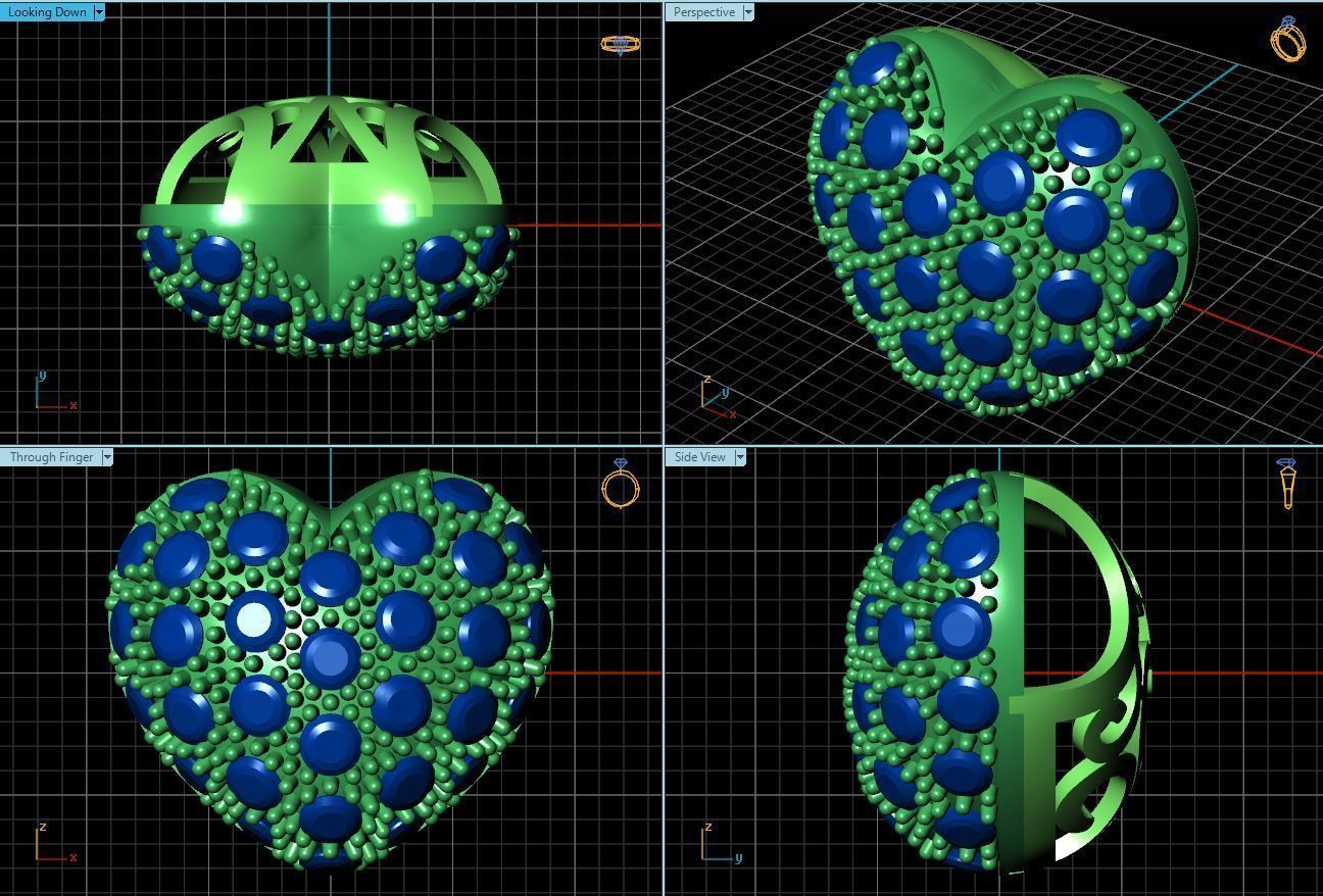 Heart Shaped Golden Pendant with Diamonds 1 3D print model_1