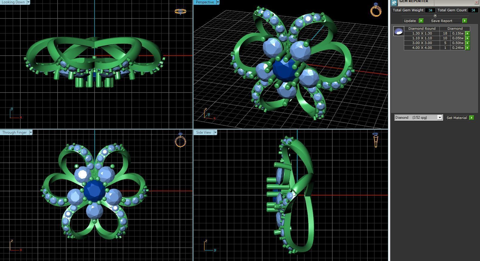 Flower Shaped Eartops With Diamonds 7 3D print model_1