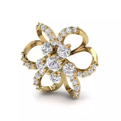 Flower Shaped Eartops With Diamonds 7