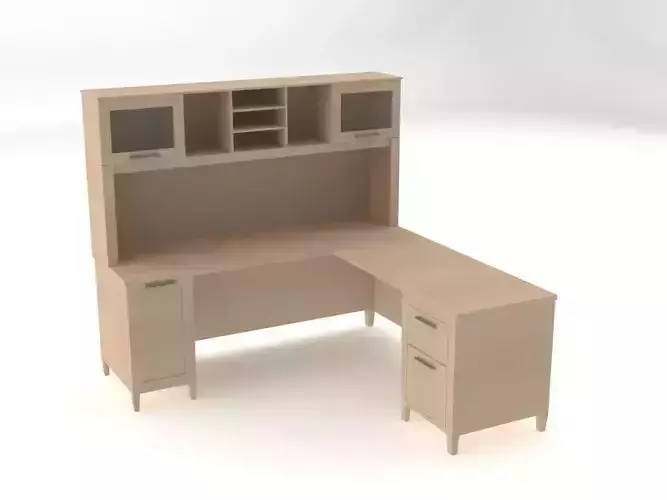 L-Desk l shaped desk with drawers and cabinet Free 3D model
